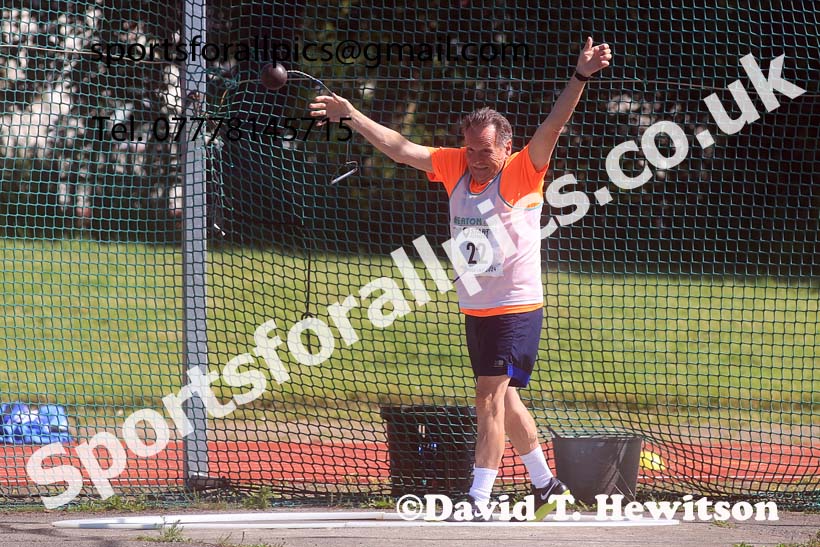 Mens hammer, 2024 NE Masters Track and Field Champs., Monkton Stadium, Jarrow.  Photo: David T. Hewitson/Sports for All Pics